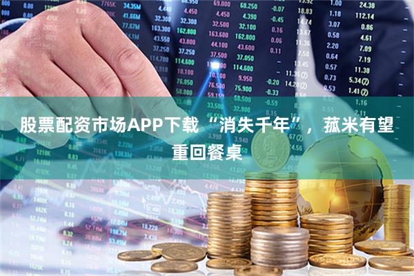 股票配资市场APP下载 “消失千年”，菰米有望重回餐桌